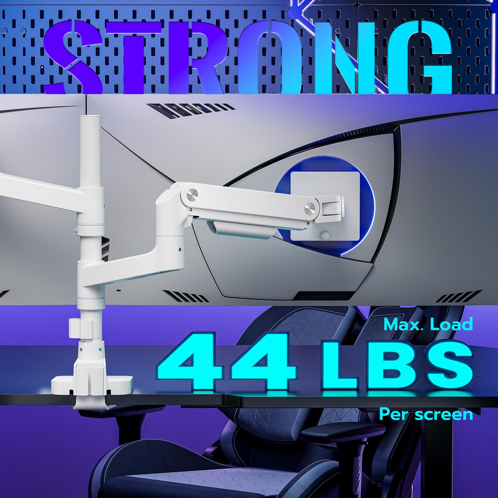 Dual Monitor Arm Desk Mount for 17-49 Inch Monitors, White