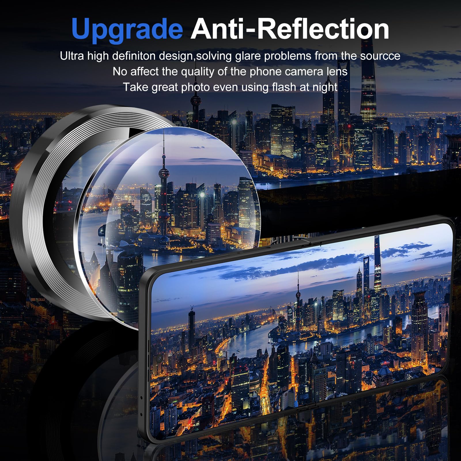 Avocase for Samsung Galaxy Z Flip 7 Camera Lens Protector, Individual Metal Ring Tempered Glass Lens Cover, [Strong Adsorption] Scratch Resistant Ultra-Thin HD Clear Lens Cover, 1 Set-Black
