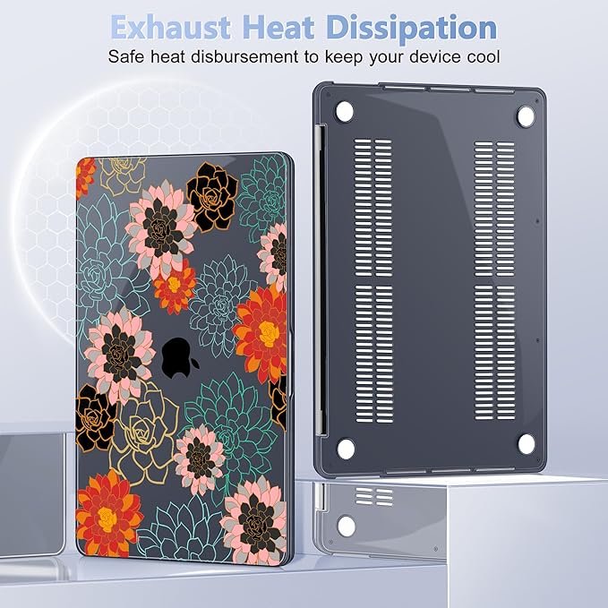 May Chen Case for MacBook Pro 13 inch M2 2023,2022,2021,2020 A2338 M1 A2251 A2289, Plastic Hard Shell Case for MacBook Pro 13" with Touch Bar Fits Touch ID, Flower