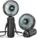 Portable Handheld Fan, 5000mAh Rechargeable Battery, Max 15H Cooling, 4 Speeds, LED Display, Foldable Design, 3-IN-1 Personal Pocket Fan with lanyard for Travel Outdoors Makeup Concert Commute