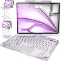 Intermerge Clear Keyboard Case for iPad Air 13" (M3/M2, 2025/2024) & Pro 12.9" (2022-2018) - 360° Rotatable Trackpad, RGB Backlit Keyboard, Pencil Holder, Power Indicator, Type-C, Frost Pulse