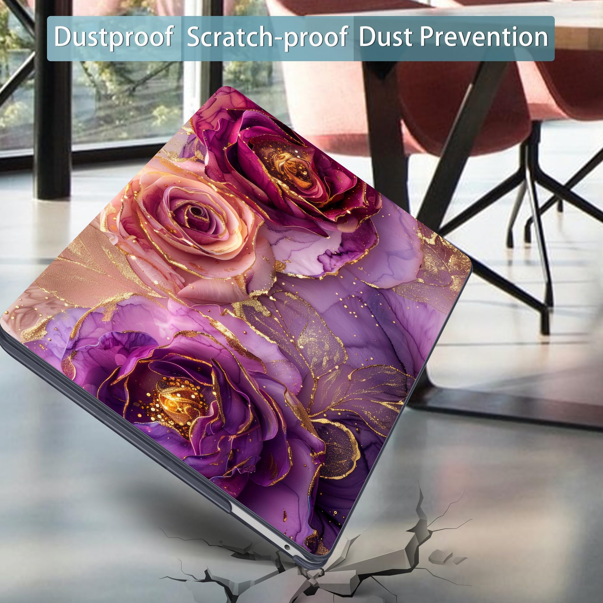 Mektron for MacBook Pro 13-inch Case 2022 2021 2020 Release A2338 M2 M1 A2289 A2251, Printed Plastic Hard Shell Cover for New MacBook Pro 13.3-inch Touch Bar Fits Touch ID，Marble Flowers