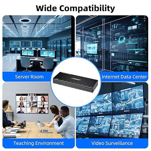 HDMI KVM Switch 1 Monitor 8 Computers 4K@30Hz, 8 Port HDMI KVM Switches for 8 Computers Share 1 Monitor Keyboard and Mouse, Support Hotkey Switch, Remote Control and 8 USB Cables Included