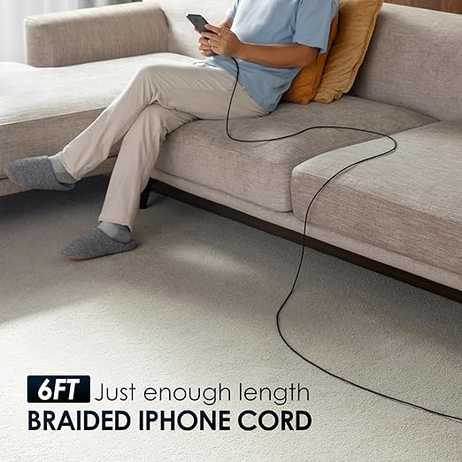 iPhone Charger Cord 6 ft 2Pack, [Apple MFi Certified] USB A to Lightning Cable Braided Fast Charging Cord Compatible with iPhone14 Pro Max/Plus/13/12/11/X/XR/XS/SE/8/7/6/5/iPad - Black