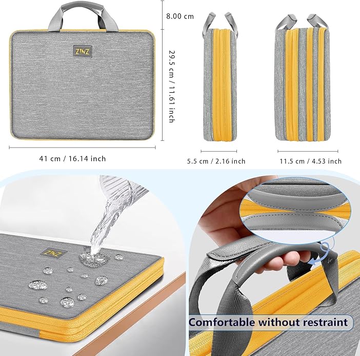 ZINZ Laptop Case Computer Sleeve Briefcase with Multi-pockets for 11.6 12.9 13 13.3 14 15 15.6 16 inch Notebooks