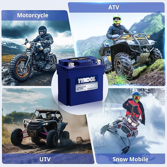 TYKOOL YTX14AH-BS High Performance LiFePO4 Lithium ATV Battery,12V 8Ah,480CCA,5X Longer Life,Digital Readout,Fits for Polaris Sportsman 500 ATV,UTV,Motorcycle, Snow mobile,Polarity:[+ -]