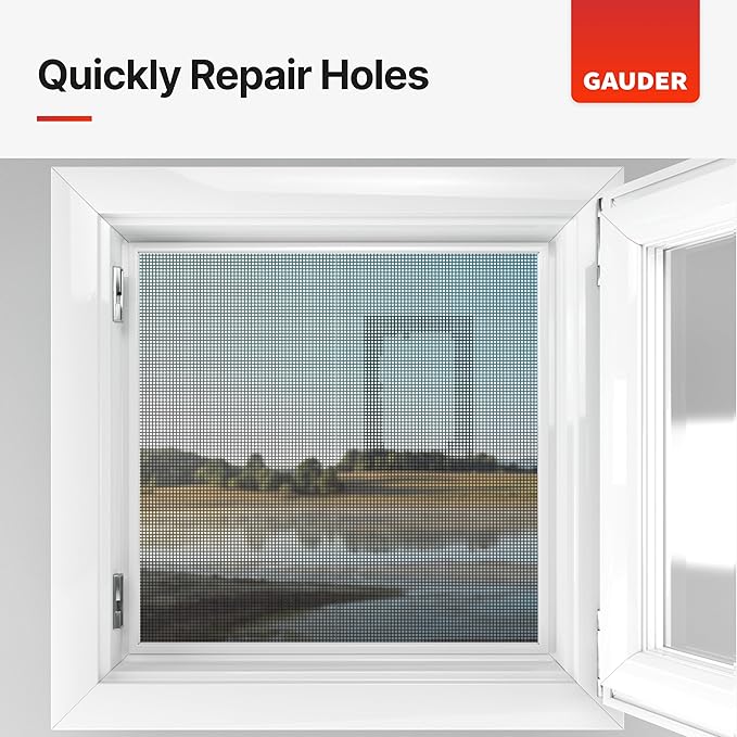GAUDER Fly Screen Repair Patches - Insect Screen Repair Set Made from Fiberglass Self-Adhesive - for Door, Porch and Window (3 Patches - 5" x 7")