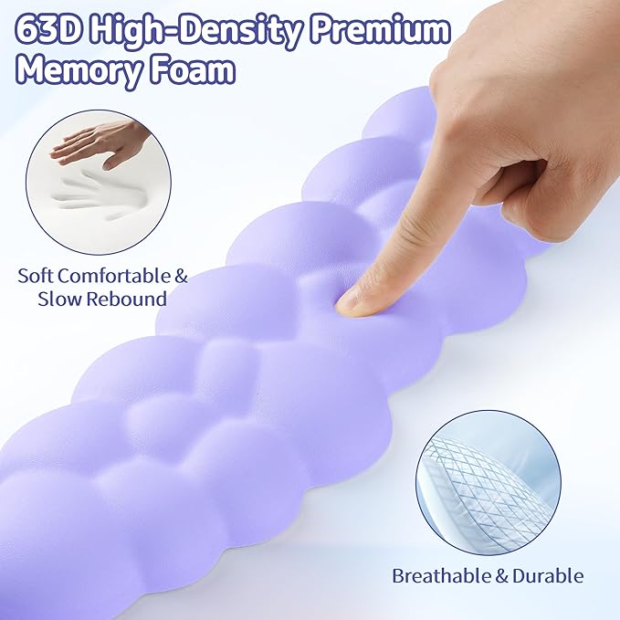Cloud Wrist Rest Keyboard, Cloud Keyboard Wrist Pad Set with PU Leather Memory Foam, Cute Arm Rest for Palm Support, PC/Gaming Desk Accessories/Office Setup/Computer Hand Cushion - Purple