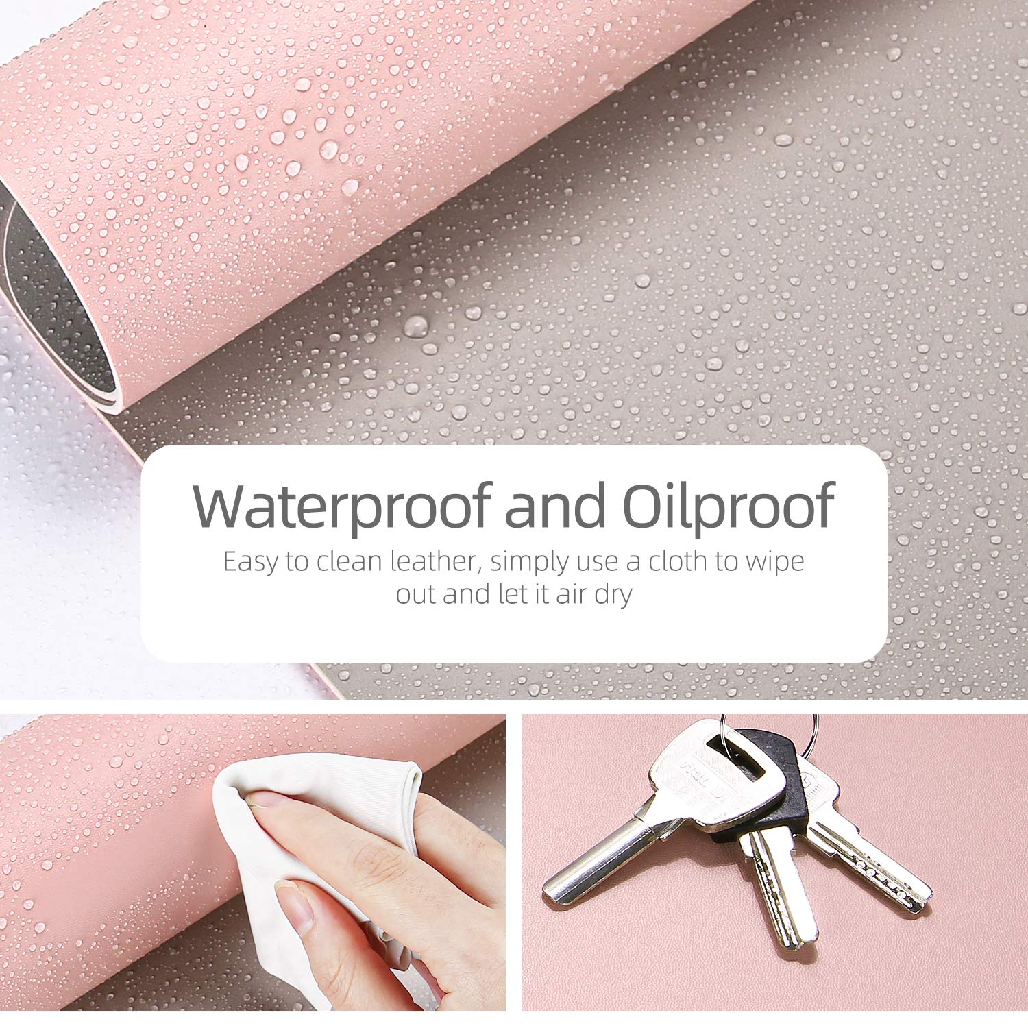 YSAGi Multifunctional Office Desk Pad, Ultra Thin Waterproof PU Leather Desk Mat, Dual Use Desk Writing Mat for Office/Home (35.4" x 17", Pink)