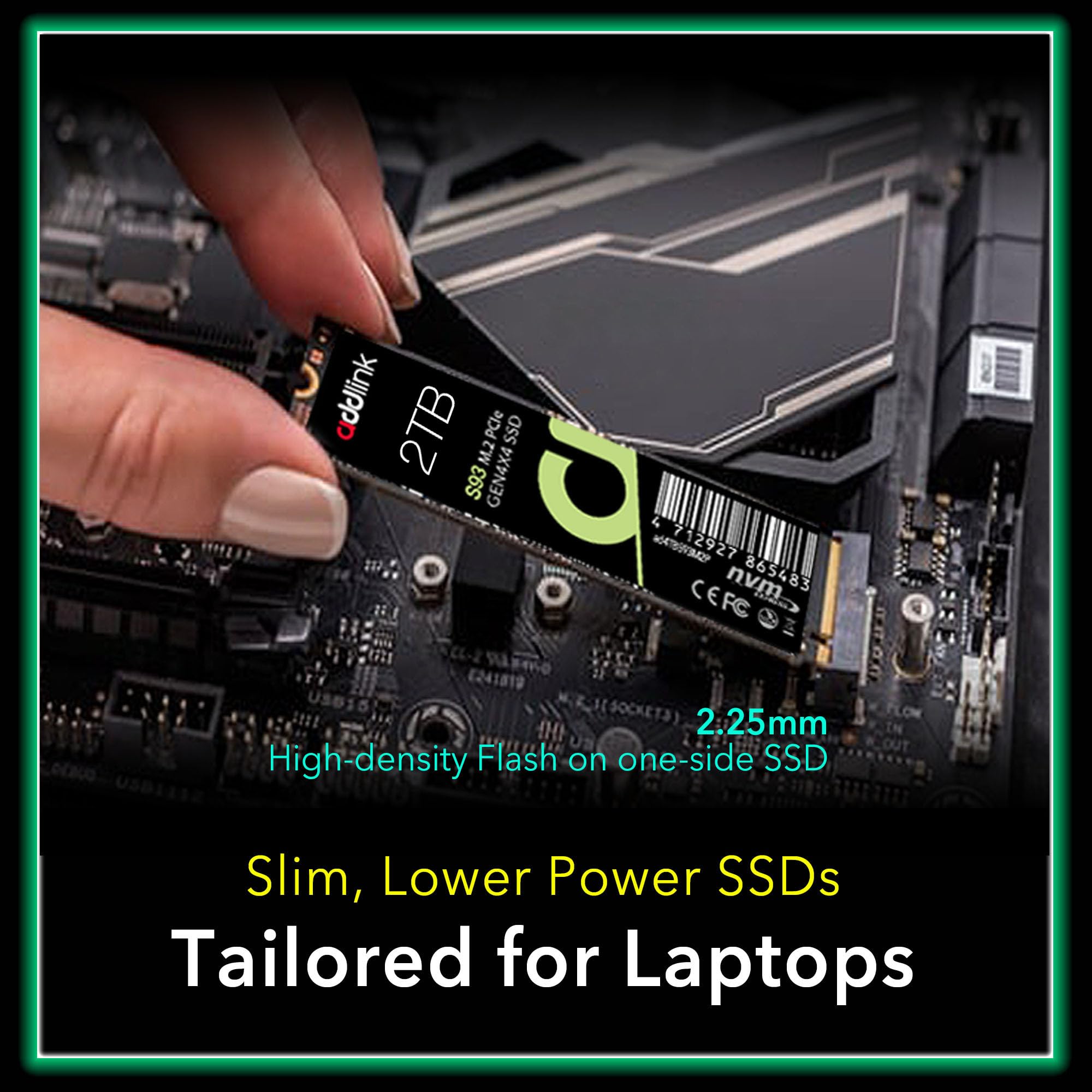 Addlink S93 2TB PCIe 4.0 M.2 Gen 4 Memory Expansion SSD, Up to 7400 MB/s, Internal Solid State Drive with HMB Technology for Laptop, Gaming and Creators