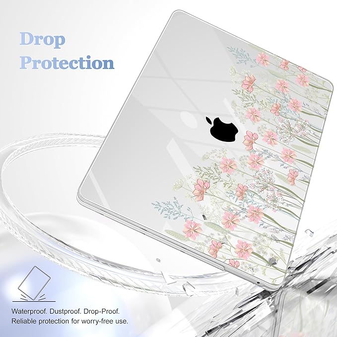 Case for MacBook Pro 13 inch with/Without Touch Bar (2016-2022, M2 A2338 M1 A2289 A2251 A2159 A1989 A1706 A1708), Hard Shell + Keyboard Cover + Dust Plug, Floral C322