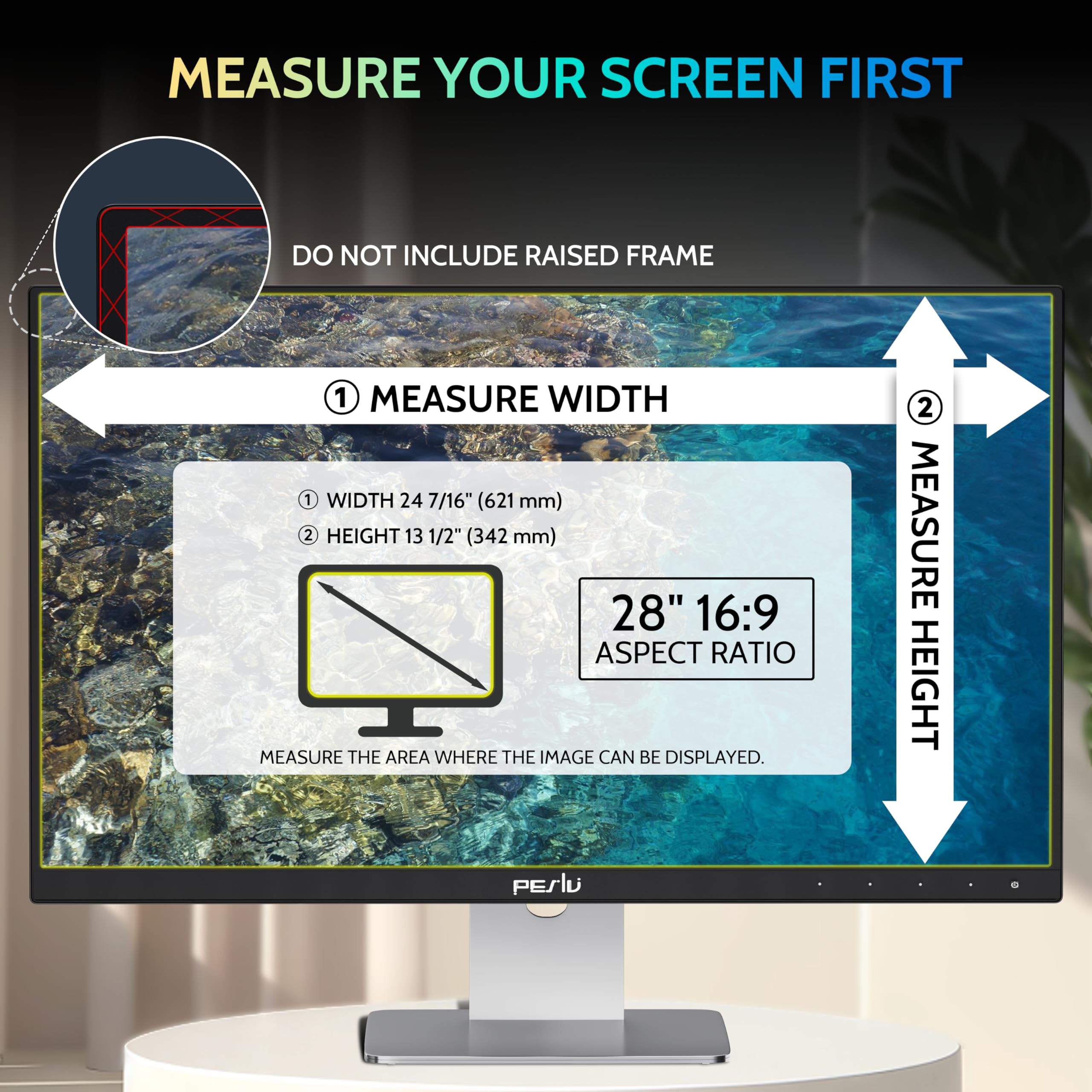 Peslv [2 Pack] 28 Inch Privacy Screen for Computer Monitor 16:9 Aspect Ratio, Eye Protection Anti Blue Light Glare Shield, 28inch Removable Black Blackout Anti Spy Desktop Security Private Filter