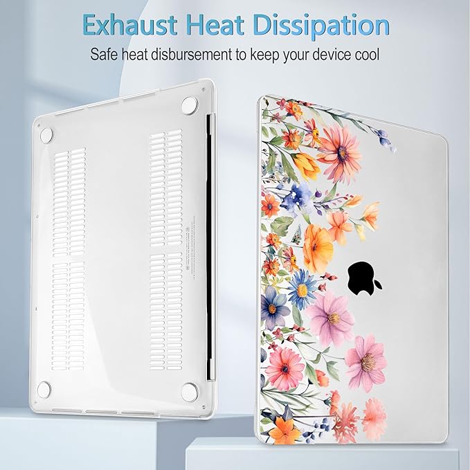 Mektron for MacBook Pro 13-inch Case 2022 2021 2020 Release A2338 M2 M1 A2289 A2251, Printed Plastic Hard Shell Cover for New MacBook Pro 13.3-inch Touch Bar Fits Touch ID，Floral P165