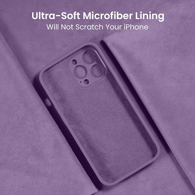 FireNova Designed for iPhone 13 Pro Case, Silicone Upgraded [Camera Protection] Phone Case with [2 Screen Protectors], Soft Anti-Scratch Microfiber Lining Inside, 6.1 inch, Light Purple