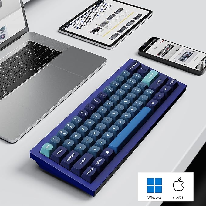 Keychron Q4 Wired Custom Mechanical Keyboard, 60% Layout QMK/VIA Programmable Macro with Hot-swappable Gateron G Pro Brown Switch Double Gasket Compatible with Mac Windows Linux(Navy Blue)
