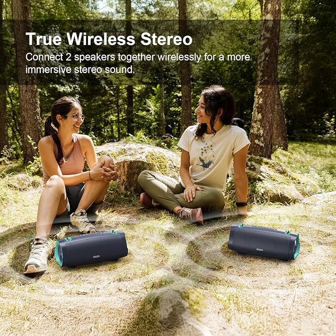 DOSS Extreme Boom Pro D100 Bluetooth Speaker with 140W Peak, 70W Bold Sound, Extra Bass, 24H Playtime, Beat-Sync Lights, Built-in Power Bank, IPX6 Waterproof, Portable Strap for Outdoor, Camping-Black