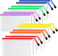 SUNEE Plastic Mesh Zipper Pouch 4.6x9.2 in (6 Colors, 12 Packs), Small Water-Resistant Zip Bag for School Office Supplies, Pencil Organizing Storage