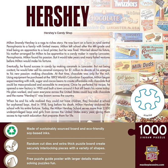 MasterPieces 1000 Piece Jigsaw Puzzle for Adults, Family, Or Youth - Hershey's Candy Shop - 19.25"x26.75"