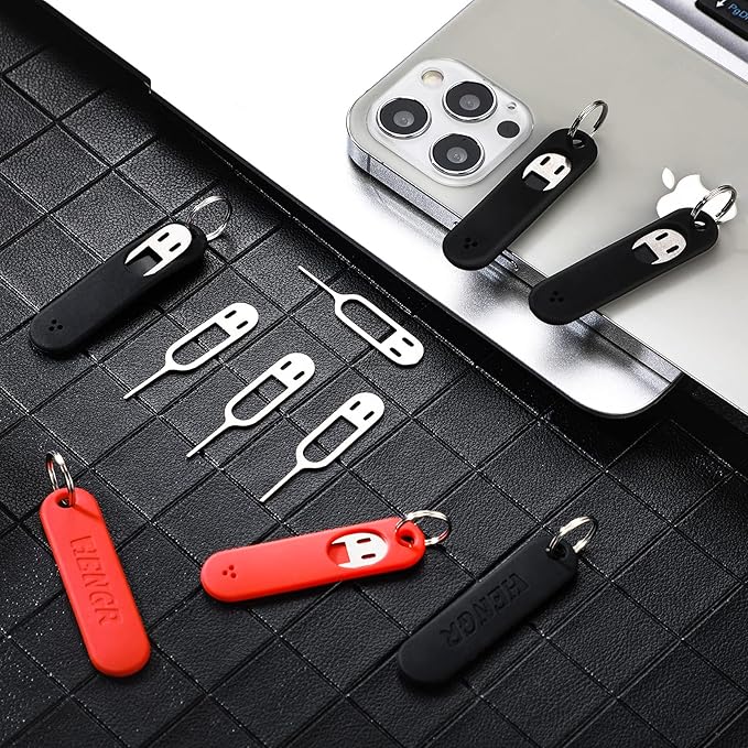 Sim Card Removal Tool Phone Chip Remover Unlock Chip Sim Card Tray Eject Pin Tool Needle Opener Ejector with Detachable Keychain Charm for Smart Phone, 4 Pieces