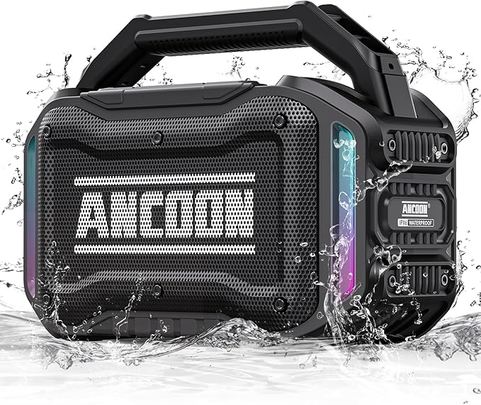 Speakers Bluetooth Wireless: 80W(Peak) Loud Speaker with Bass, 20H Playtime, IPX6 Waterproof, Large Jobsite Speakers for Work, Outdoor, Workshop, Garage, Portable Speaker with TWS (Black)