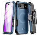 M MYBAT PRO for iPhone Air Case with Belt Clip Holster, [Compatible with Magsafe] w/Screen Protector, Anti-Drop, Shockproof, w 360°Rotating Kickstand, Heavy Duty Protection (Blue)