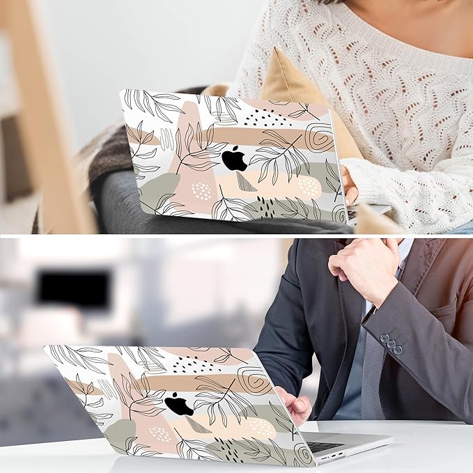TWOLSKOO for M4 MacBook Air 13.6 inch Case 2025-2022 Release M4 A3240 M3 A3113 M2 A2681, Plastic Hard Shell & Screen Protector & Keyboard Cover & Trackpad Film, Tropical Leaves