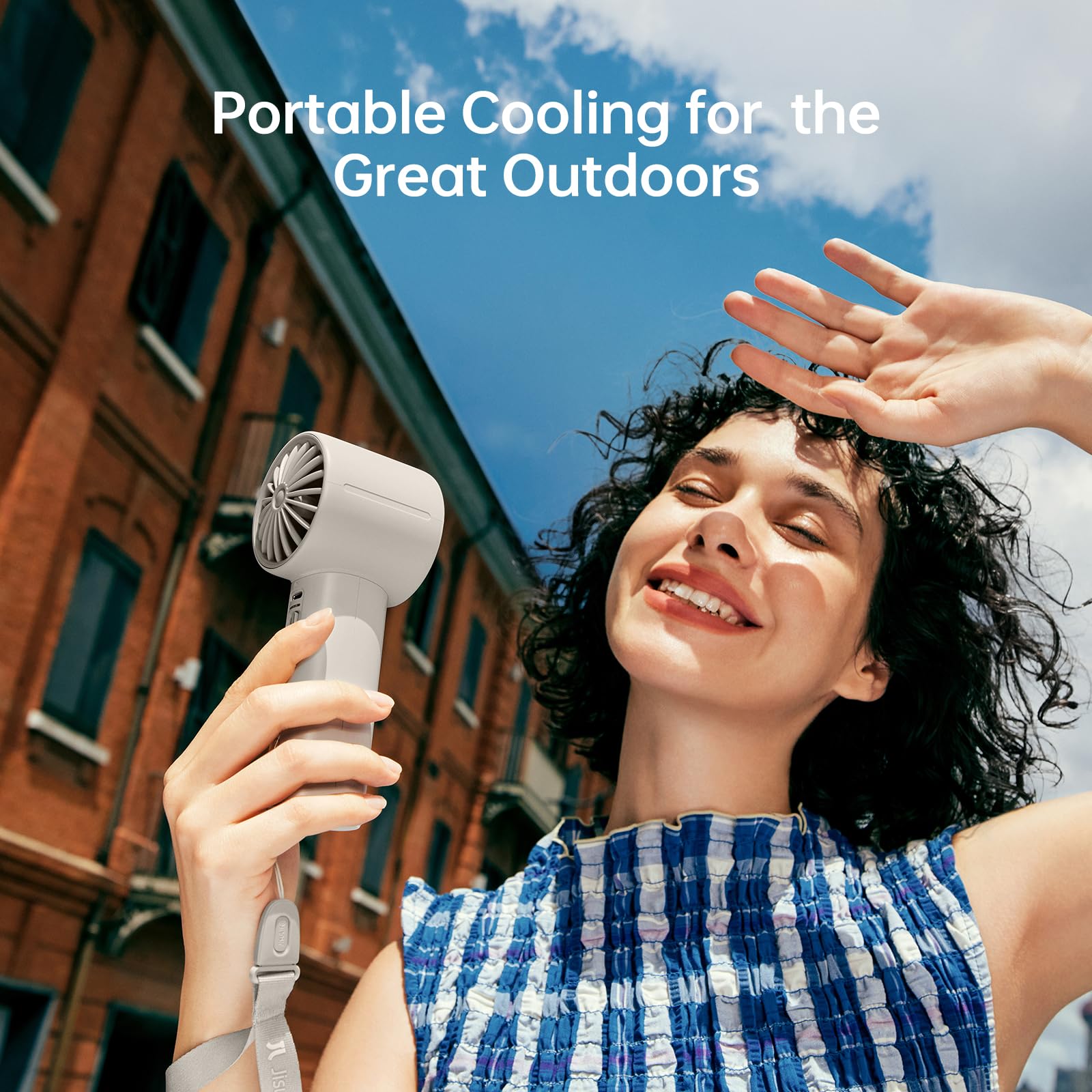 JISULIFE Portable Handheld Fan, 22H Max Runtime, 5-Speed - Gray