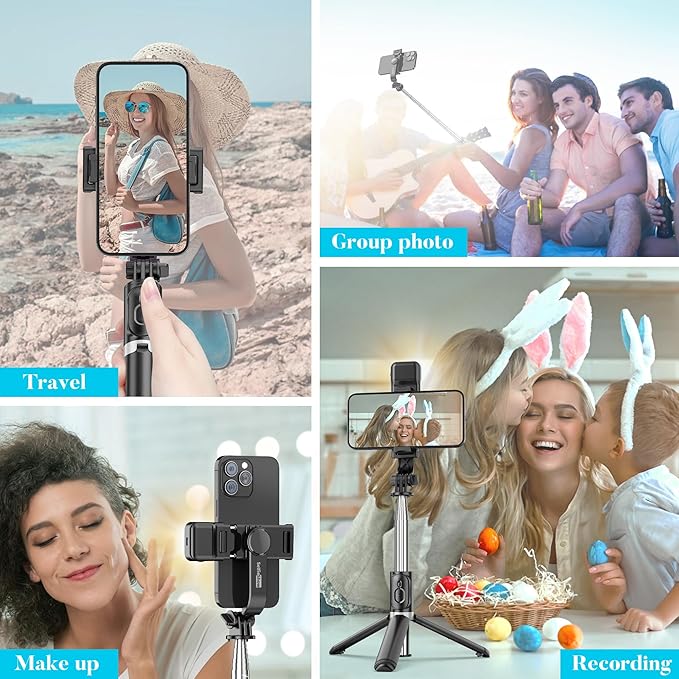 Portable 41 Inch Selfie Stick Phone Tripod with Wireless Remote Extendable Tripod Stand 360 Rotation Compatible with iPhone 14 13 12 11 pro Xs Max Xr X 8 7 6 Plus, Android Samsung Smartphone