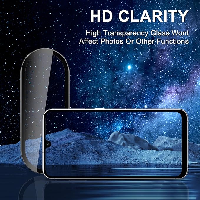 for Samsung Galaxy A36/A56 Camera Lens Protector, Individual Metal Ring Tempered Glass Lens Cover, [Strong Adsorption] Scratch Resistant Ultra-Thin HD Clear Lens Cover, 1 Set-Black