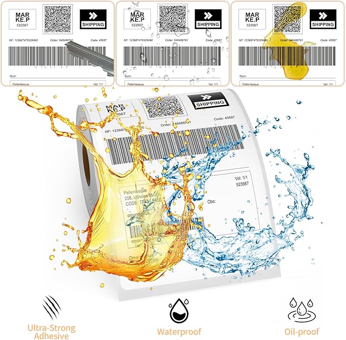 6 Rolls 4" x 6" Direct Thermal Printer Label, 250 Labels/Roll, Total 1500 Thermal Shipping Labels, Strong Adhesive, Commercial Grade, Perforated, Compatible with Most Thermal Printers (NOT for DYMO)
