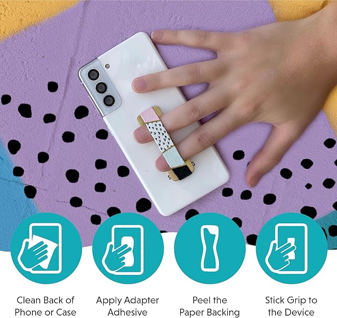 LOVEHANDLE Universal Phone Grip for Smartphones & Mini Tablets - Phone Holder for Hand - Wireless Charging Compatible - Made in The USA - Tie Dye