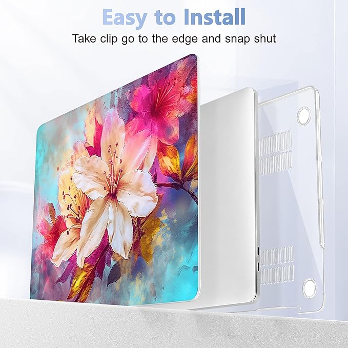 May Chen for New MacBook Pro 13 Case 2022 2020 Release (A2338 M1 M2/A2289/A2251), Plastic Crystal Hard Shell Case Cover with Keyboard Cover for MacBook Pro 13-inch Touch Bar, Watercolor Floral