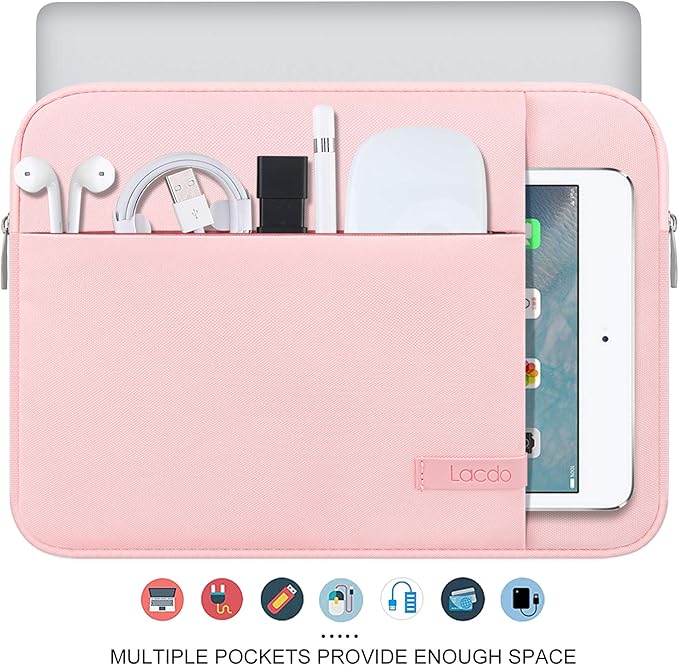 Lacdo Laptop Sleeve for Women, 14 Inch Laptop Sleeve Case for HP Lenovo Dell ASUS Acer Chromebook 14 / HP Stream 14 / Dell Inspiron 14 / Lenovo IdeaPad 14 / Acer Spin 3 / ZenBook 14 Computer Bag, Pink