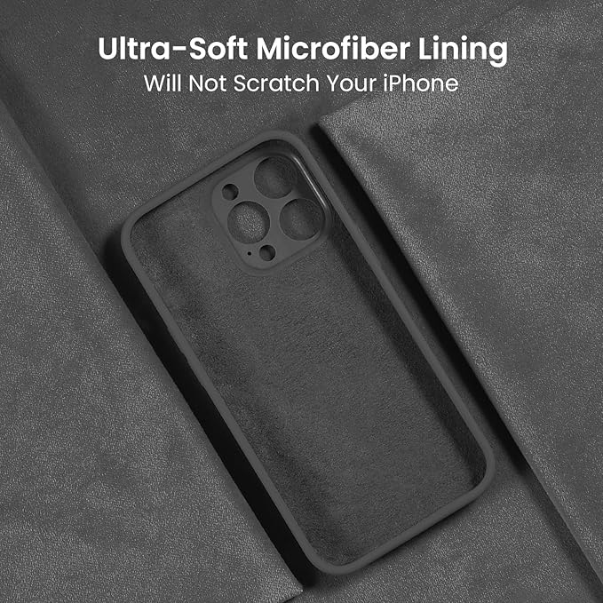 FireNova Designed for iPhone 15 Pro Case, Silicone Upgraded [Camera Protection] Phone Case with [2 Screen Protectors], Soft Anti-Scratch Microfiber Lining Inside, 6.1 inch, Space Gray