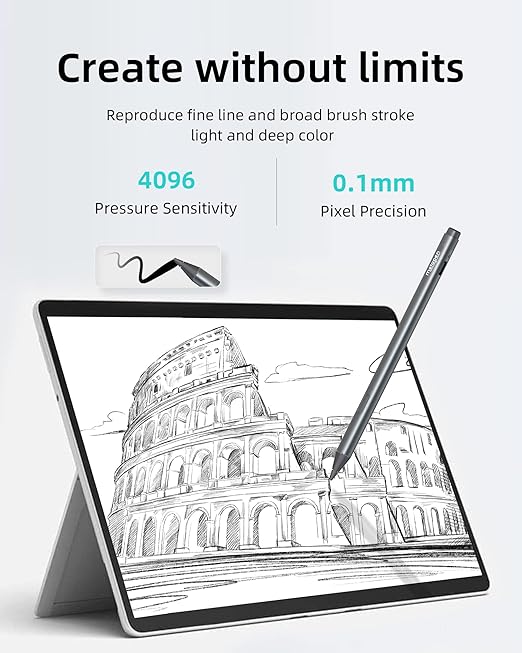 Metapen Stylus Pen M2 for Surface (Premium, 4096 Finest Control, Eraser End) - Compatible with Surface Pro 7//8/9/X//10/11/Book 3/Laptop 4/Studio 2, ASUS VivoBook Flip 14, for Creators,Students,Doers