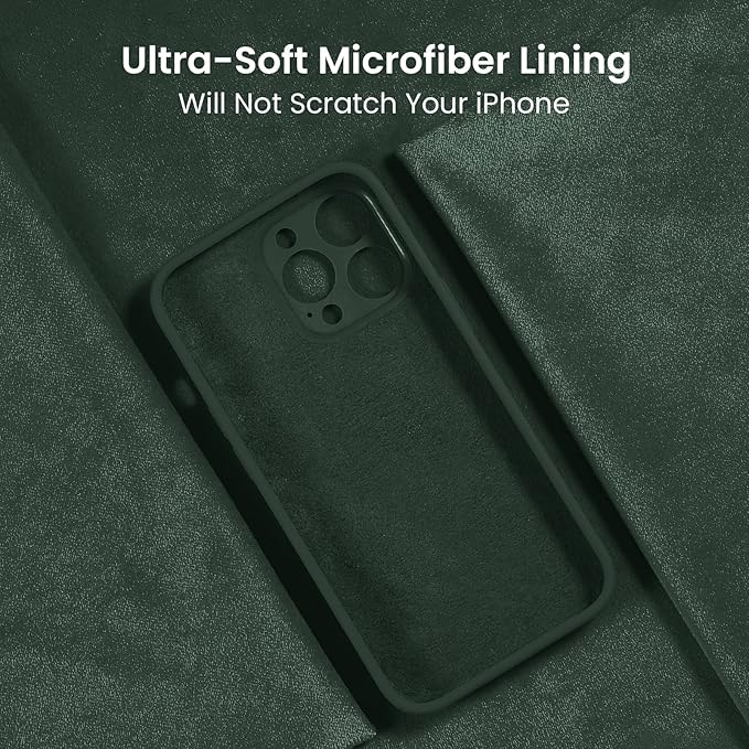 FireNova Designed for iPhone 14 Pro Case, Silicone Upgraded [Camera Protection] Phone Case with [2 Screen Protectors], Soft Anti-Scratch Microfiber Lining Inside, 6.1 inch, Alpine Green