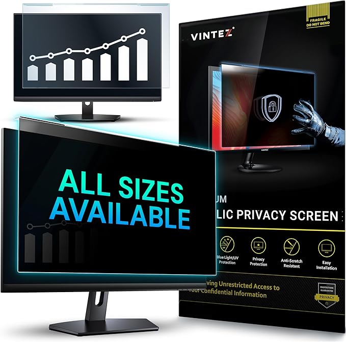 Universal Acrylic 26, 27 Inch Computer Privacy Screen Filter for Widescreen Computer Monitors - 24.1" x 15.1" (612 x 384 mm) - Monitor Frame Hanging Type