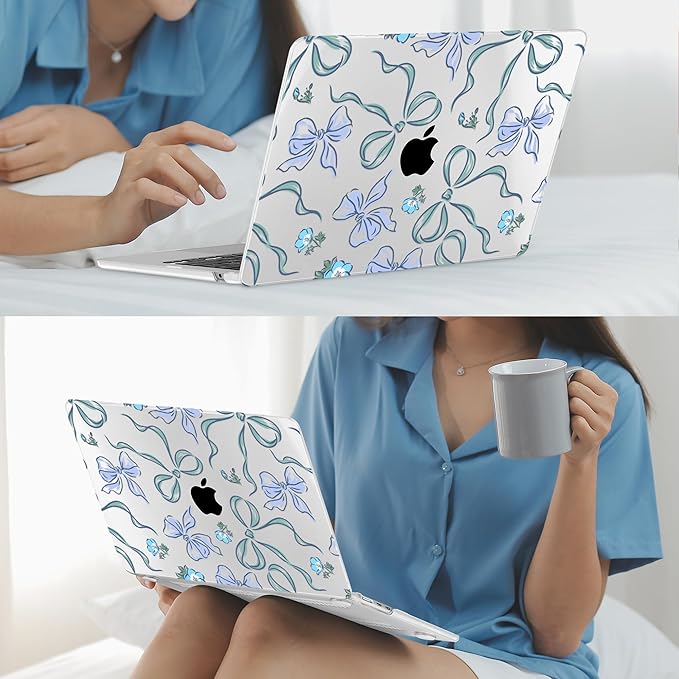 Mektron for 2025 M4 MacBook Air 13.6 Inch A3240 Case Fits 2023 A2681 M2 2024 A3113 M3 Chip with Liquid Retina Display Touch ID, Printed Plastic Hard Shell Cover for MacBook Air 13.6", Bows C355