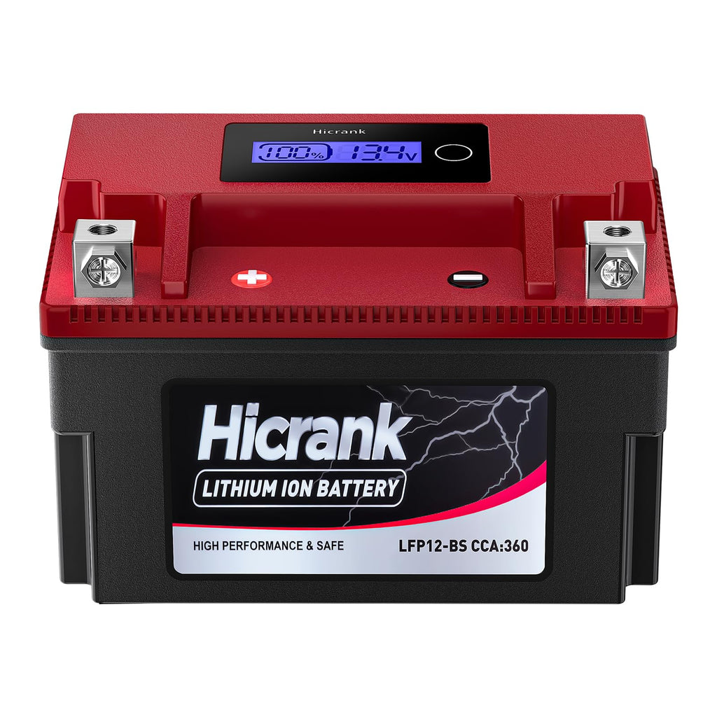 Hicrank YTX12-BS 12V 6Ah,360CCA LiFePO4 Lithium Motorcycle Battery,Powersports Battery for Honda KTM Yamaha Harley Fit ATV, UTV, Motocross, Lawn Mower, Jet Ski, Polaris