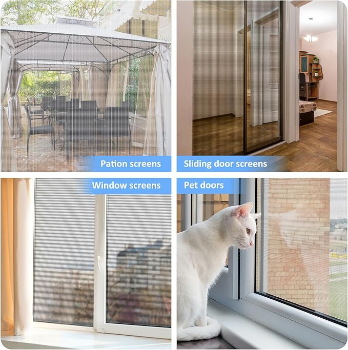 48"x102" Window Screen Mesh, Fiberglass Window Screen, Screen Door Mesh, Windows Screens and Screen Door Replacement, Patio Screen Mesh- White