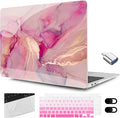MEEgoodo for MacBook Air 13.3 inch Case 2021 2020 2019 2018 A2337 M1 A2179 A1932,Clear Case for MacBook Air M1,Laptop Shell with Keyboard Webcam Cover&Trackpad Film&Type C Adapter,Gold Splashes Marble