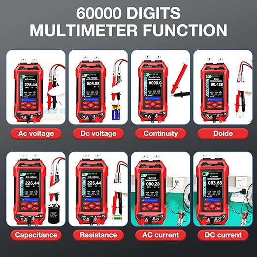 11 In 1 Network Cable Tester with 60000 Digit Multimeter 7 Wavelengths OPM 10Km/10mW VFL 600M Measurable Length 100 Records Tool Kit for CAT5 CAT6 Telephone Ethernet RJ11 RJ45 PoE Wire Tracer NCV, Red