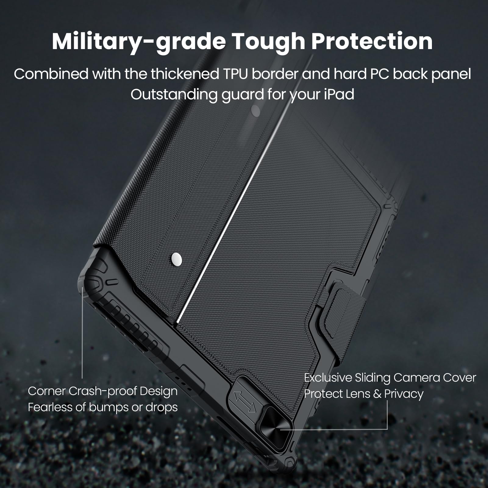 Nillkin Keyboard Case for iPad Air 13-inch (M4 2026/M3 2025/M2 2024), iPad Pro 12.9-inch (3rd-6th Gen) Rugged Case with Detachable Keyboard, Magic Trackpad, 7-Color Backlit, Portrait/Landscape, Black