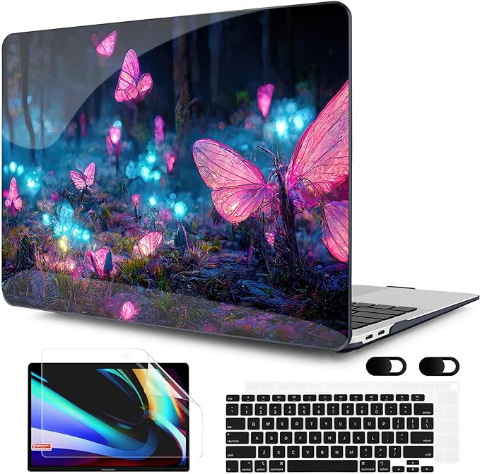 MEEgoodo for MacBook Air 13 inch Case 2021 2020 2019 2018 Released A2337 M1 A2179 A1932 with Touch ID, Plastic Hard Shell & Keyboard Cover Compatible with MacBook Air Case 13.3, Fantasy Forest