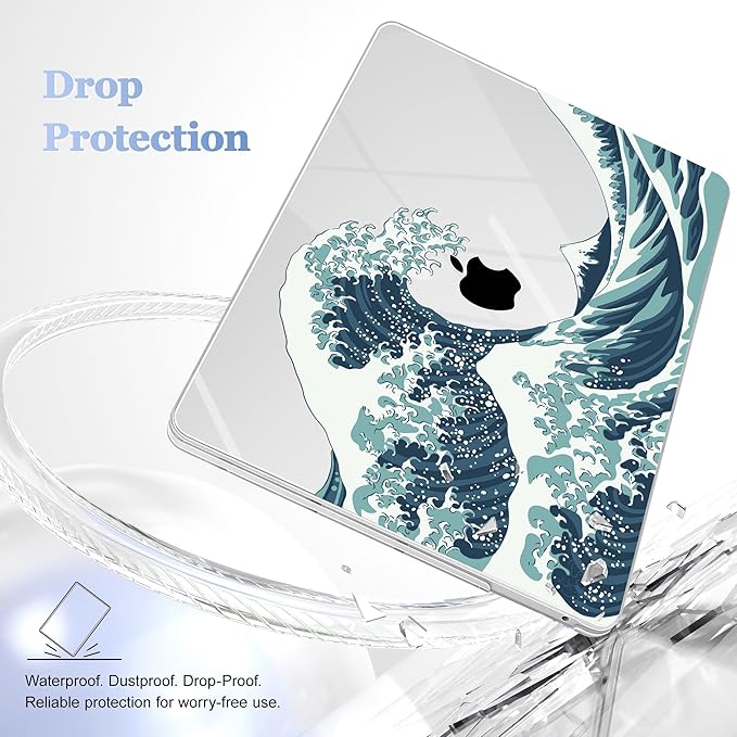 May Chen Compatible with MacBook Pro 13 inch Case 2022 2021 2020 Release Models A2338 M2 M1 A2251 A2289, Plastic Hard Shell Case for MacBook Pro 13 Inch with Touch Bar Fits Touch ID, Great Wave
