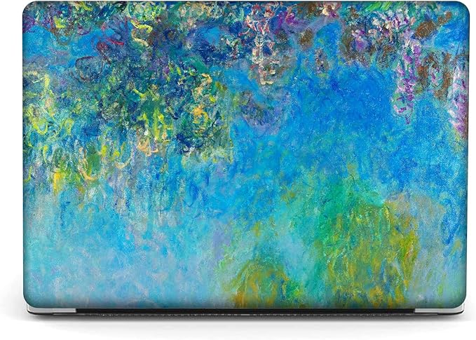 Compatible with MacBook Pro 13 inch Art Case Skin, 2022, 2021, 2020-2018 Release A1708 Plastic Watercolor Hard Shell with Keyboard Cover & Screen Protector (Wisteria by Claude Monet)