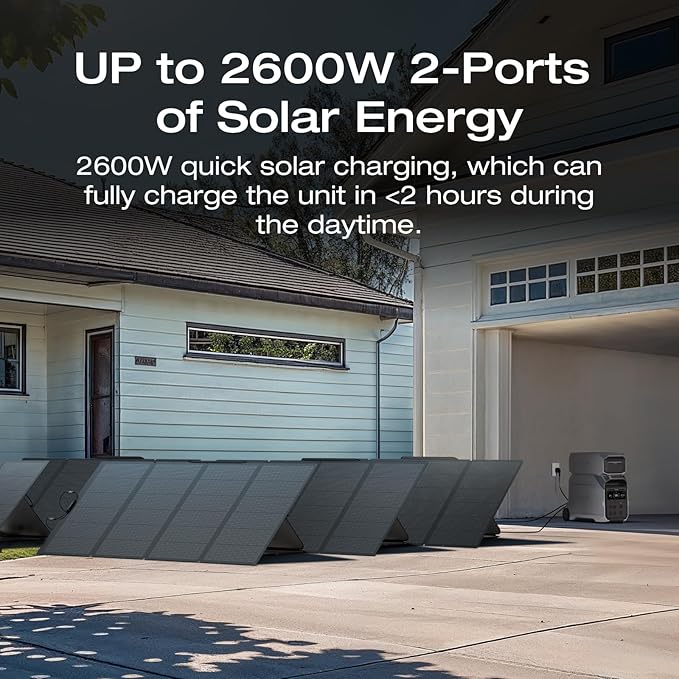 EF ECOFLOW Power Station 4096Wh DELTA Pro 3 with 400W Portable Solar Panel, 120/240V 4000W AC Output, Solar Generator for Home Use, Camping Accessories, Emergencies, Power Outages, RVs