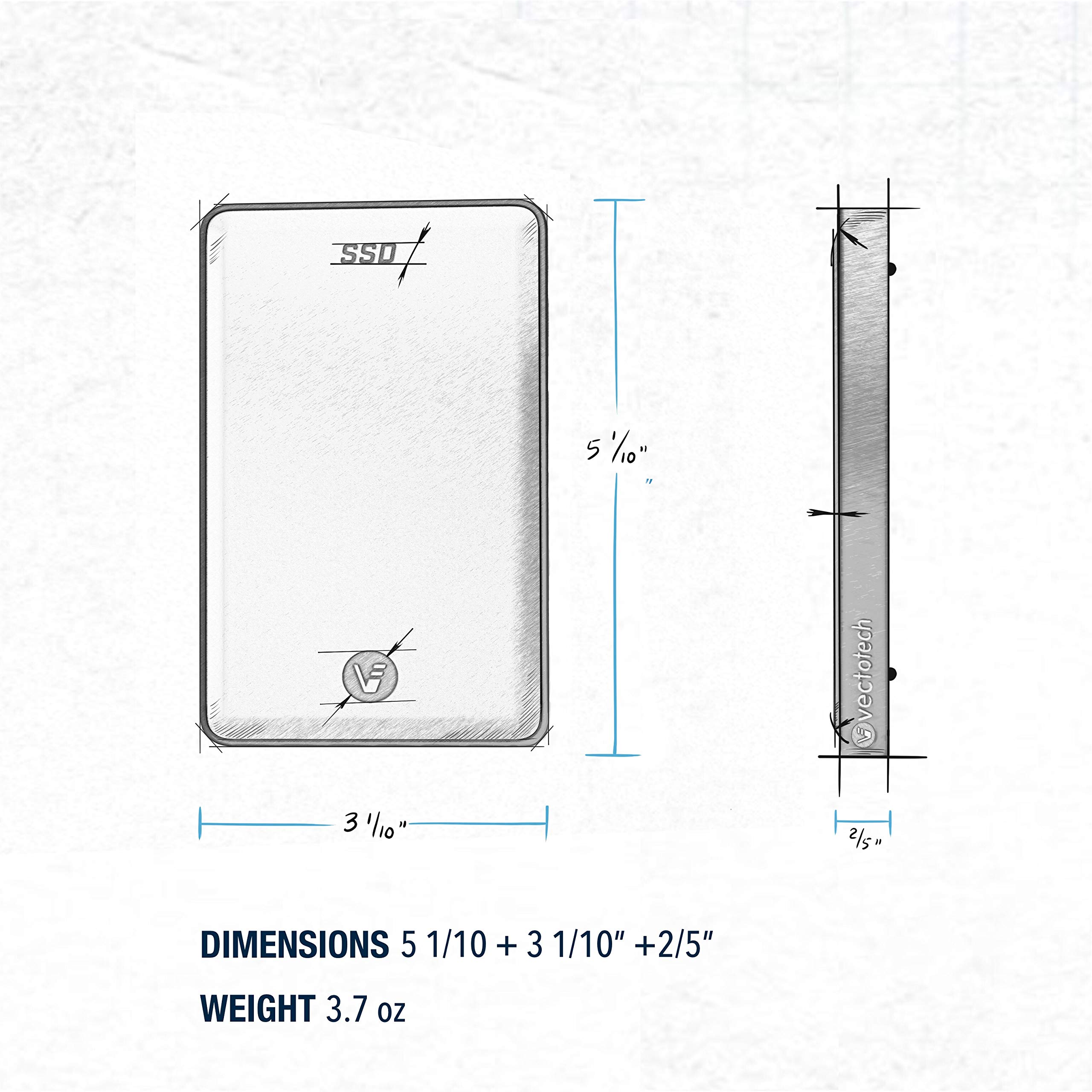VectoTech 16TB External SSD USB-C Portable Solid State Drive (USB 3.1 Gen 2) | 3D NAND Flash | Rapid