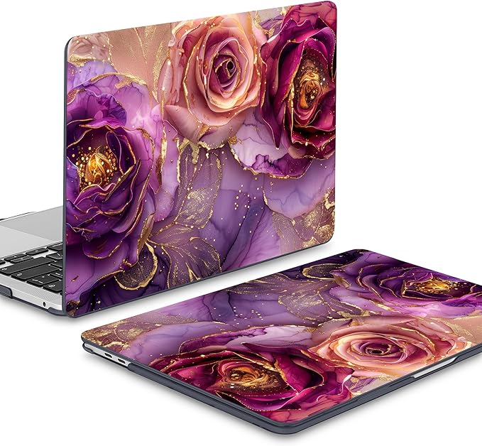 Mektron for MacBook Pro 13-inch Case 2022 2021 2020 Release A2338 M2 M1 A2289 A2251, Printed Plastic Hard Shell Cover for New MacBook Pro 13.3-inch Touch Bar Fits Touch ID，Marble Flowers