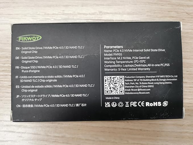 FN955 2TB NVMe SSD M.2 2280 PCIe Gen4x4, Up to 7300MB/s, 3D NAND TLC Flash Internal Solid State Drive, Configure SLC Cache, Storage and Memory Expansion for PS5 Laptop Desktop